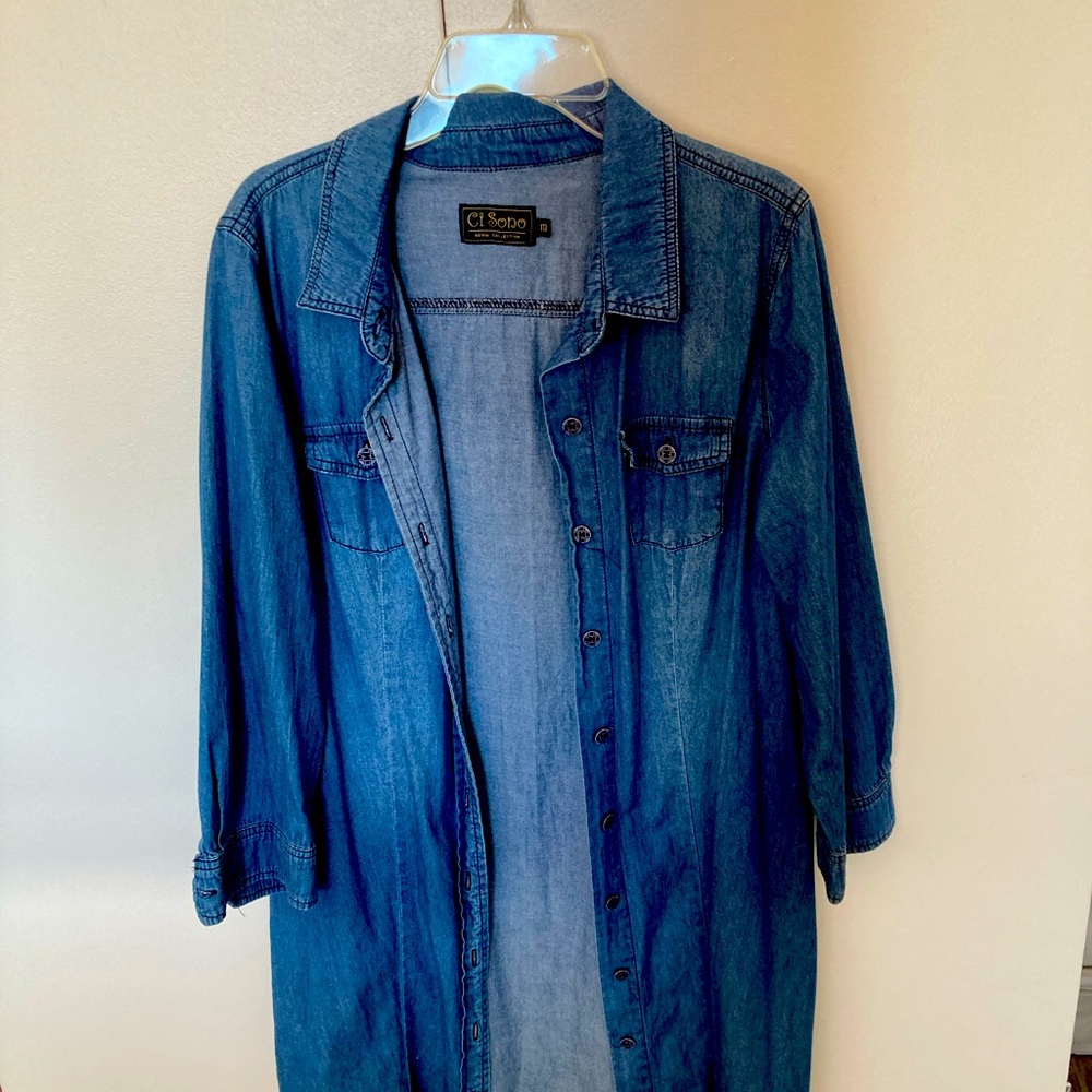Washed denim shirt dress . new